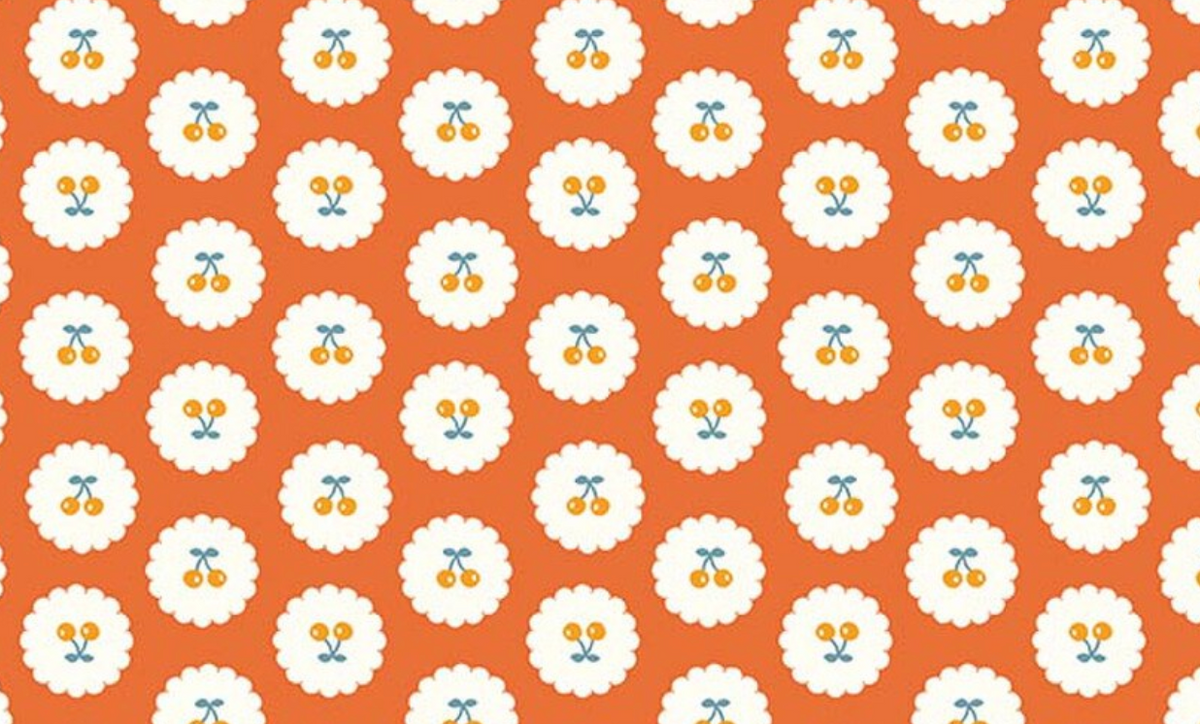 Cotton Nook C17973-ORANGE Cherries  Riley Blake Half Yard