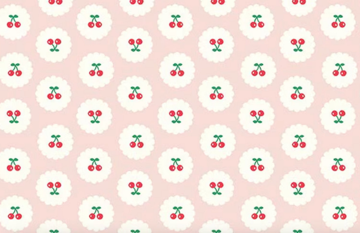 Cotton Nook C17973-­BLUSH Cherries Riley Blake Half Yard