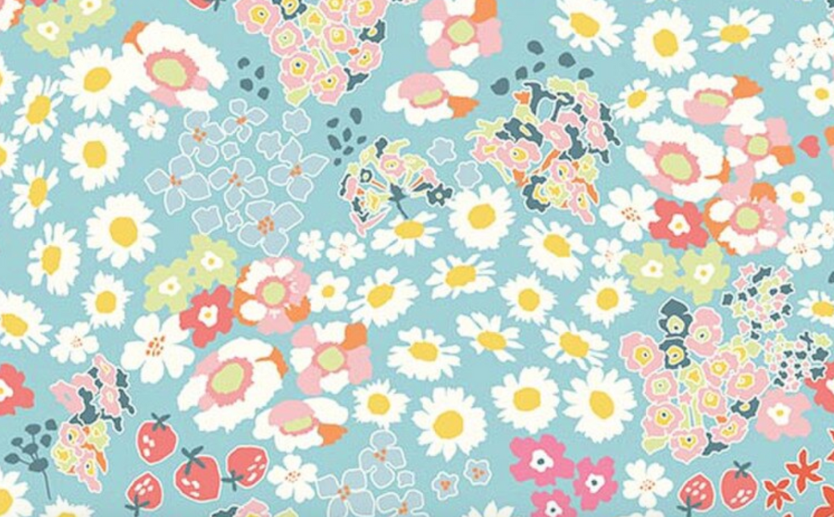 Cotton Nook C17971­-AQUA Flowerbed Riley Blake Half Yard