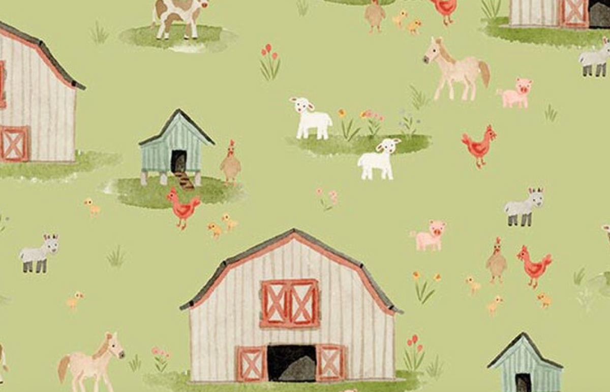 Lil' Farm Friends C17940­-HONEYDEW Main Kelsey Carlson Riley Blake Half Yard