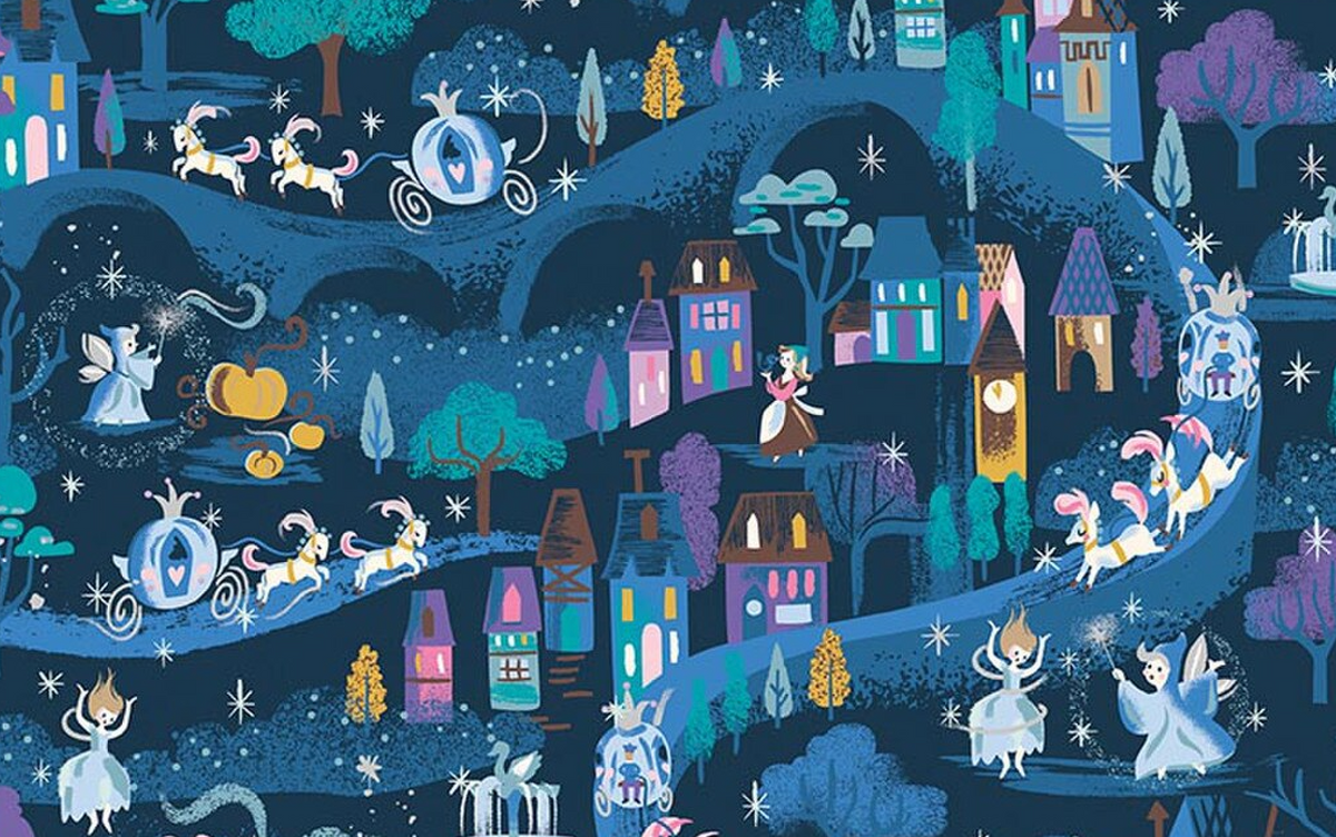 Wishes SC18072­-BLUEBERRY Moonlight Sparkle Jill Howarth Riley Blake Half Yard