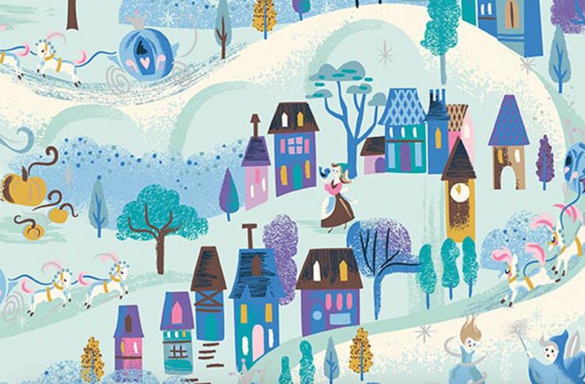 Wishes SC18072­-BLEACHEDDENIM Moonlight Sparkle Jill Howarth Riley Blake Half Yard