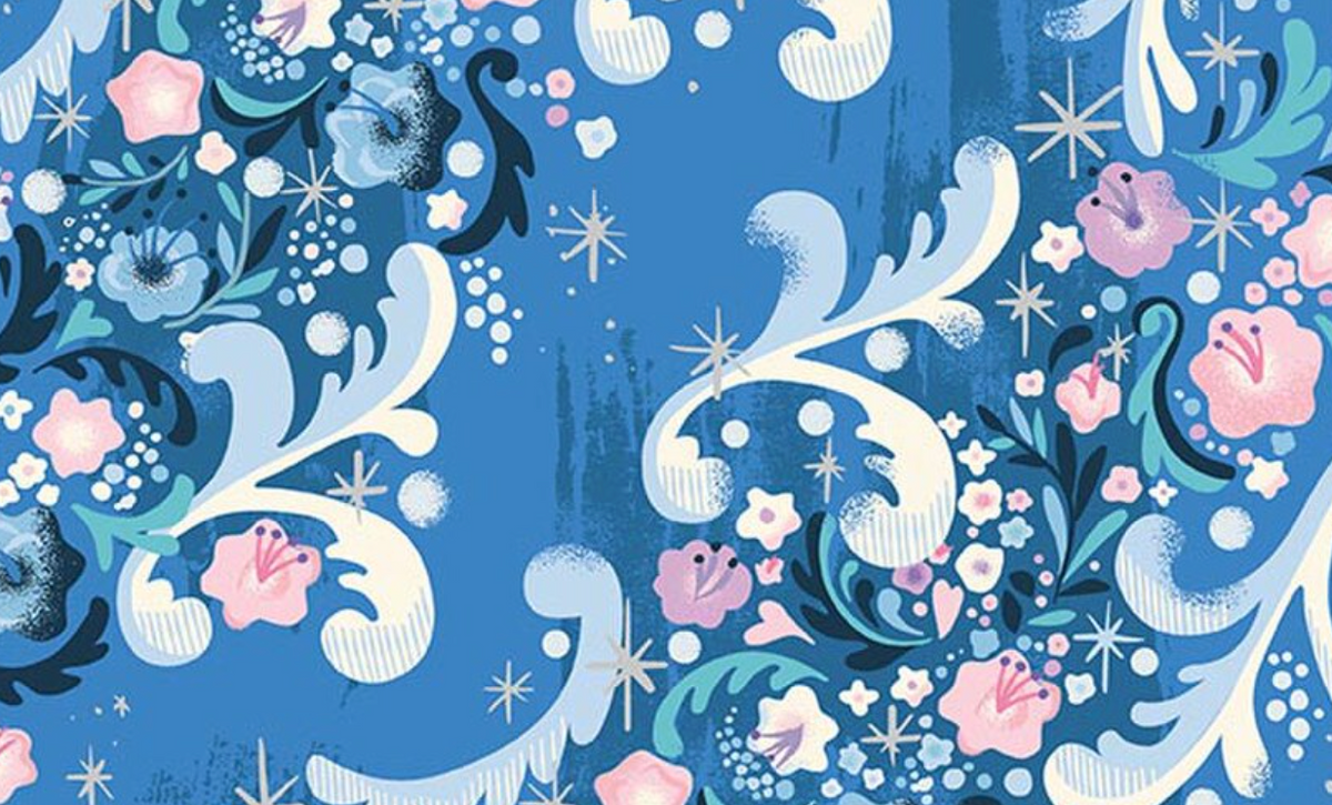 Wishes SC18074­-BLUEBERRY Cindy's Flowers Sparkle Riley Blake Half Yard