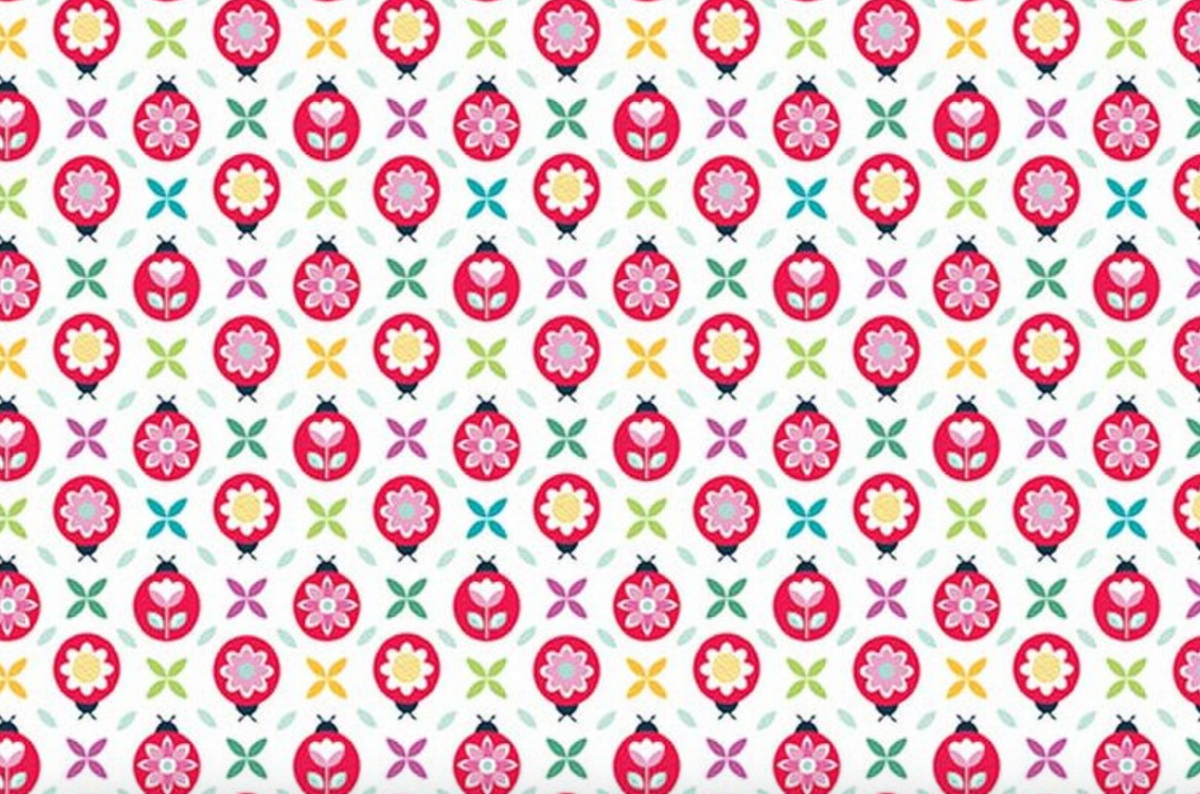 Chasing Rainbows C18011­-WHITE Cute as a Bug White Leslie Ryan Riley Blake Half Yard