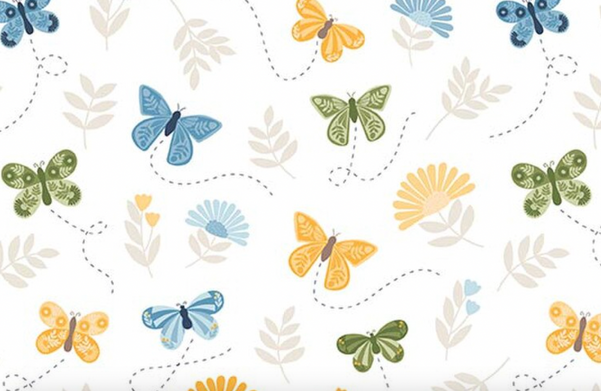 Sunshine & Dandelions C17922-­CLOUD Butterflies Cloud Traci Reed Riley Blake Half Yard