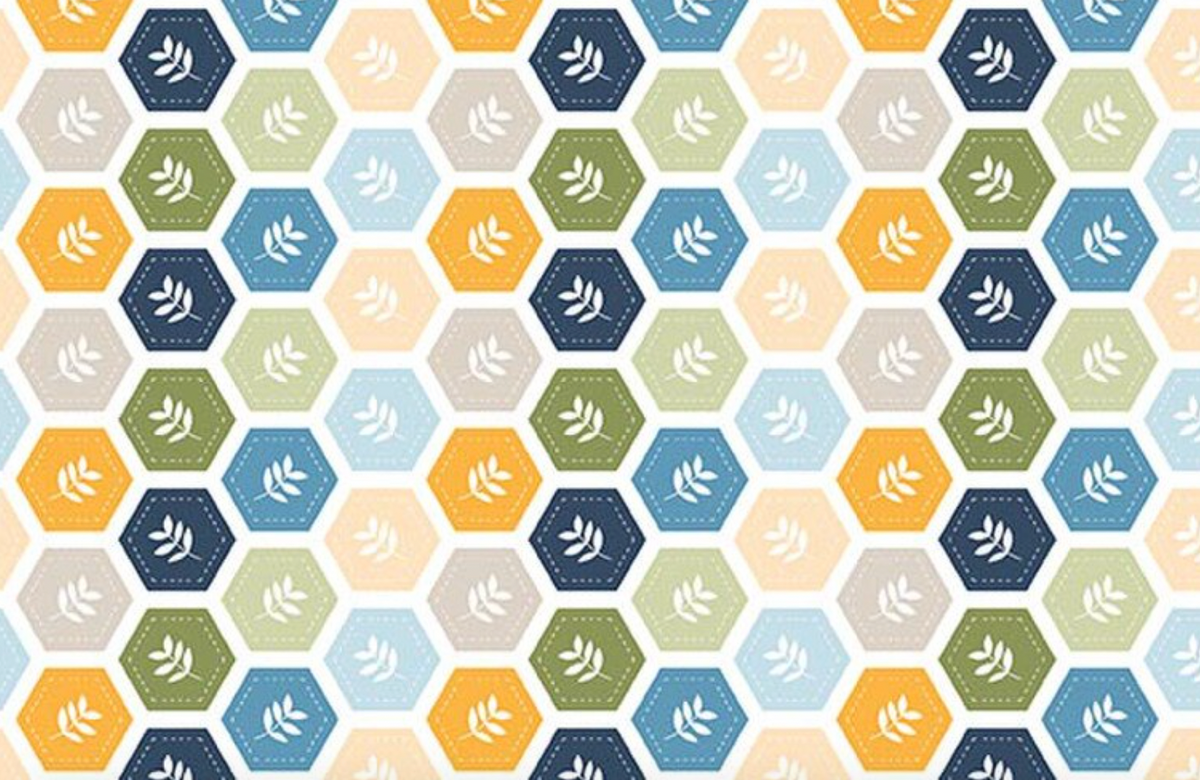 Sunshine & Dandelions C17926­-MULTI Hexies Multi Traci Reed Riley Blake Half Yard