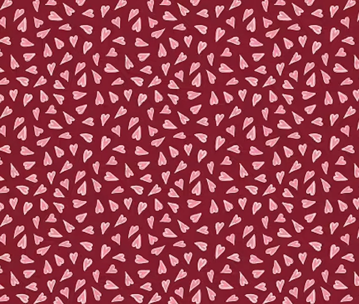 Folk Love 230089 Hearts Adrift Dark Red Victoria Croydon Cloud9 Half Yard