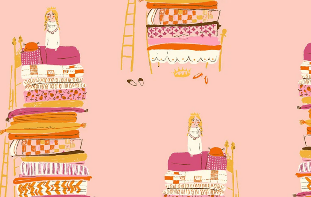 Heather Ross Favorites 39658D-5 Princess The Pea Pink Heather Ross Windham Half Yard