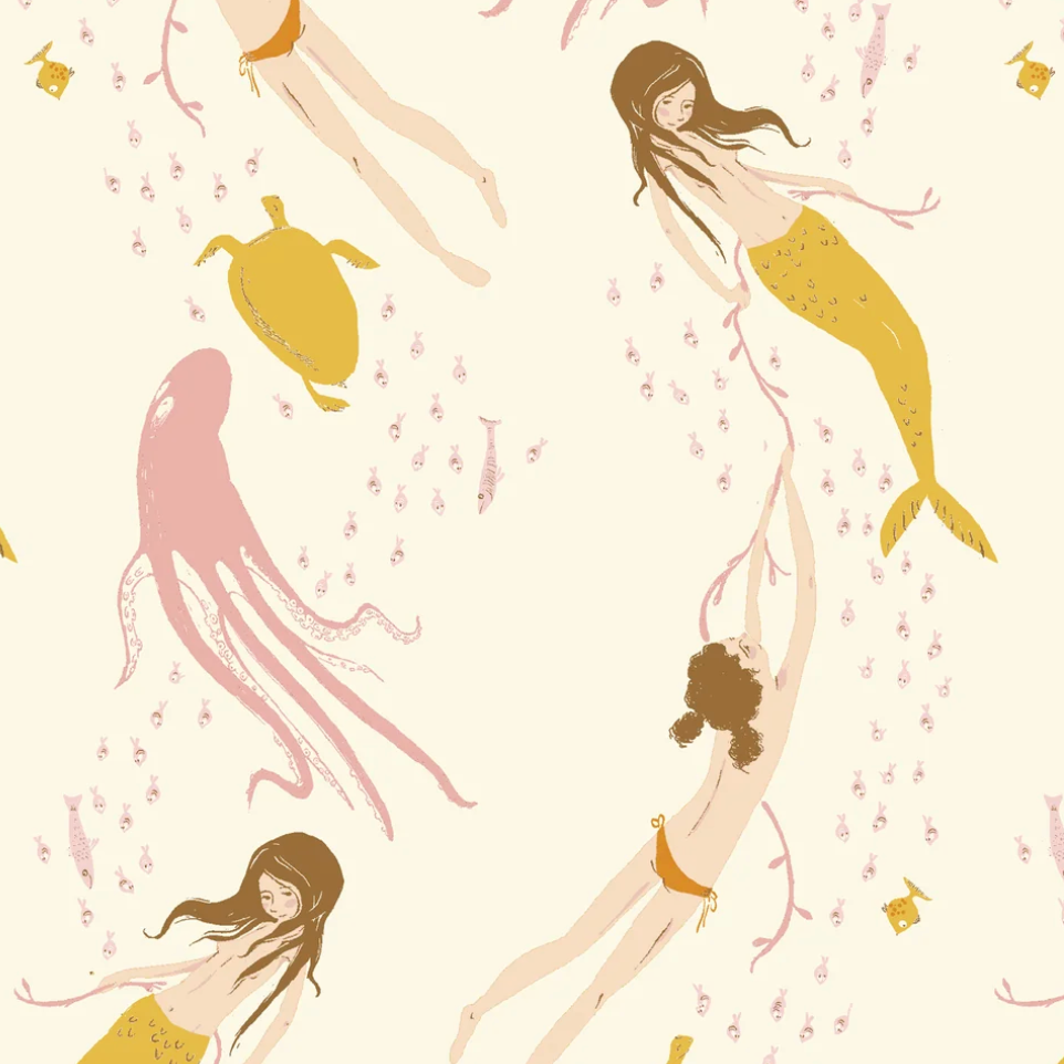 Heather Ross Favorites 40943D-11 Underwater Sisters Blush Pink Heather Ross Windham Half Yard
