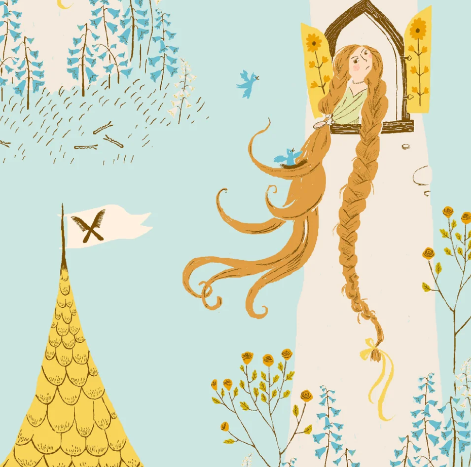 Heather Ross Favorites 51197D-2 Rapunzel Aqua Heather Ross Windham Half Yard