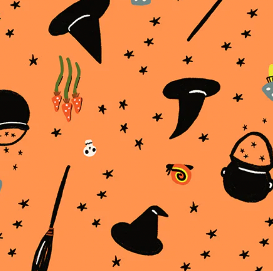 Freaky Familiars RS5195 12 Pumpkin Ruby Star Moda Half Yard