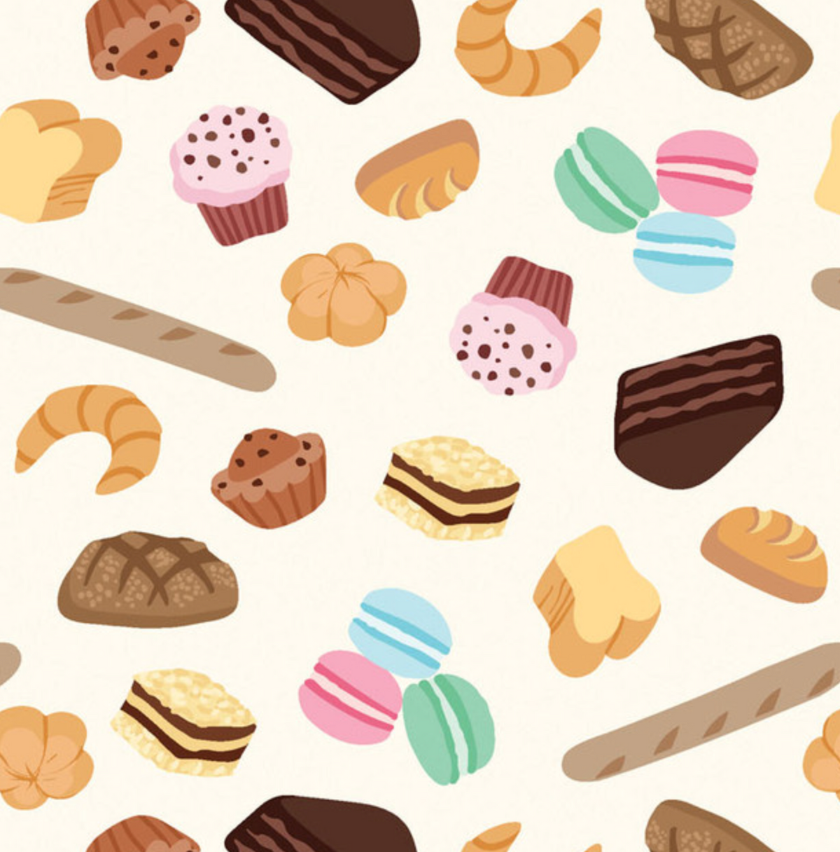 Parisian Pups 1474007B Delightful Pastries Cream Kanvas Benartex Half Yard
