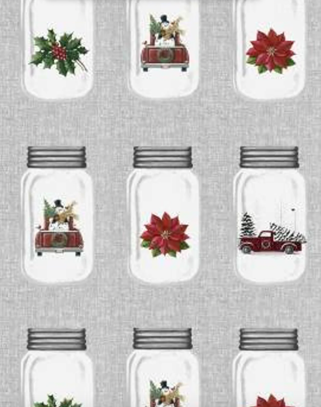 Home for Christmas 1304311B Jars Grey Dianna Swartz Benartex Half Yard