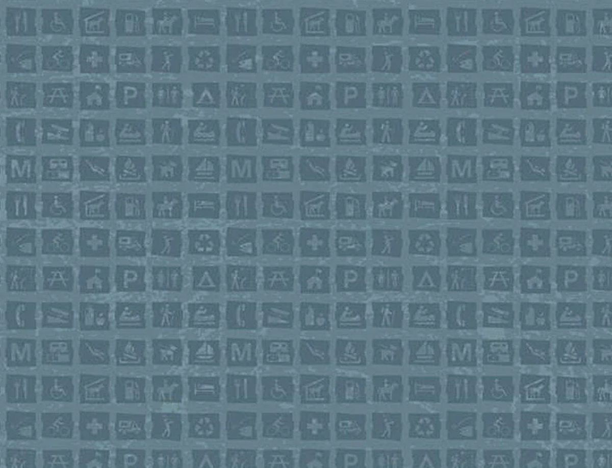 National Parks C13294­-BLUE Signs Blue Anderson Riley Blake Half Yard