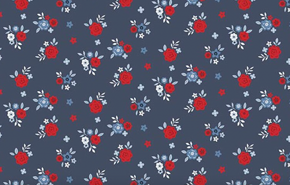 Hooray for the USA C18695-DENIM Flower Denim Dani Mogstad Riley Blake Half Yard