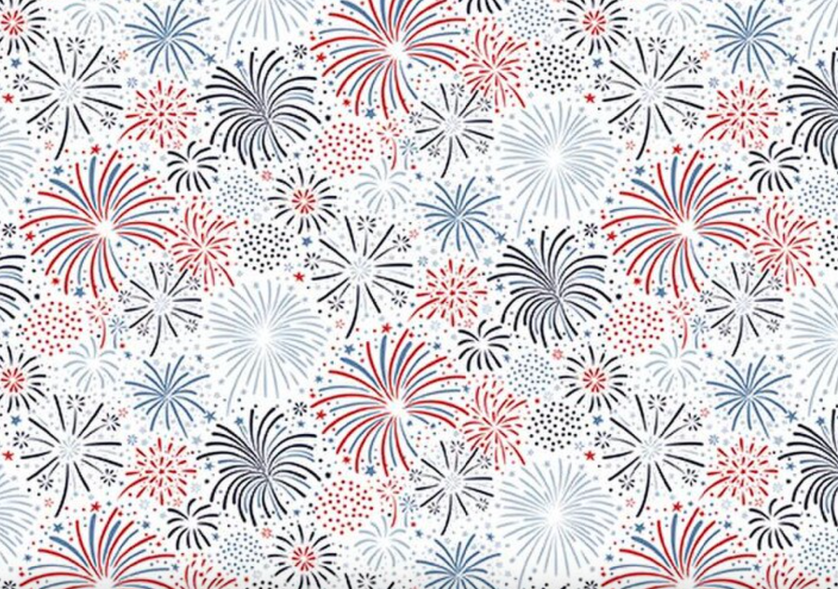 Hooray for the USA C18692-WHITE Fireworks White Dani Mogstad Riley Blake Half Yard