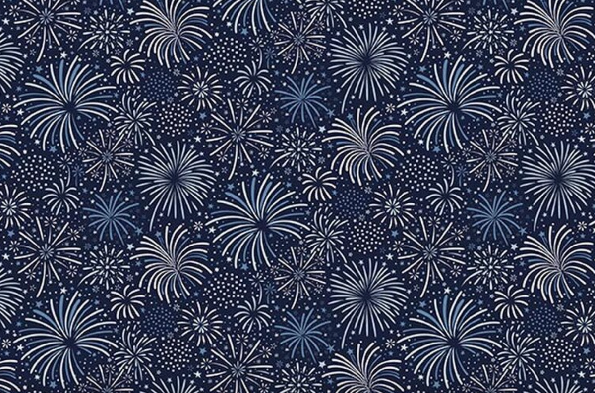 Hooray for the USA C18692-NAVY Fireworks Navy Dani Mogstad Riley Blake Half Yard