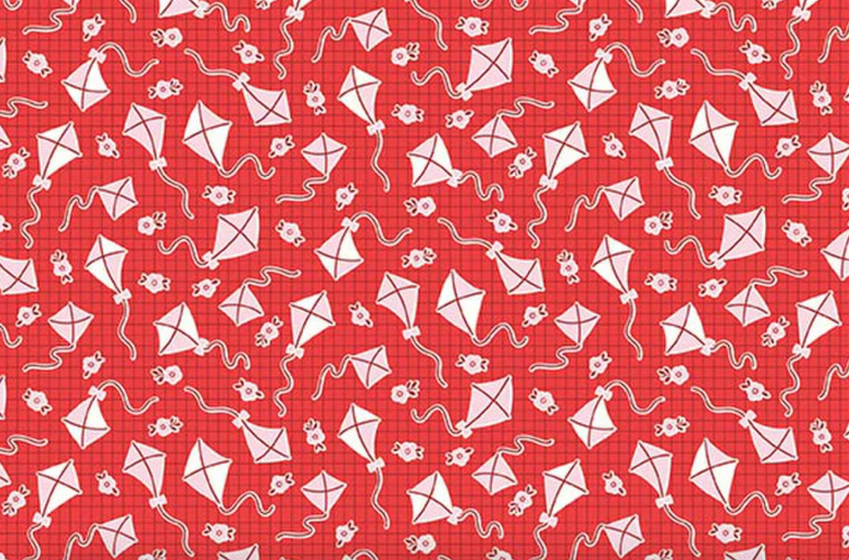 Traditional 30's C18245-RED Kites Red Lindsay Wilkes Riley Blake Half Yard