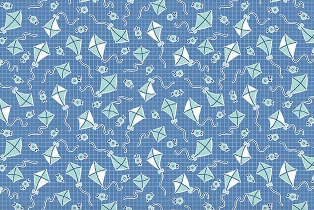 Traditional 30's C18245-BLUE Kites Blue Lindsay Wilkes Riley Blake Half Yard