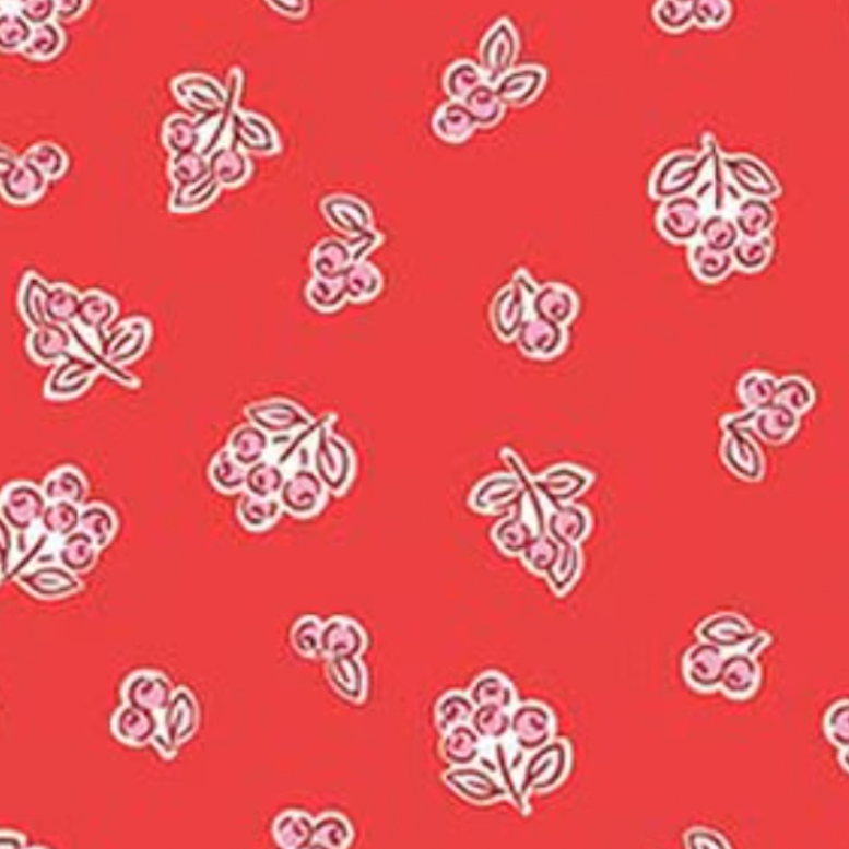 Traditional 30's C18244-RED Berries Red Lindsay Wilkes Riley Blake Half Yard