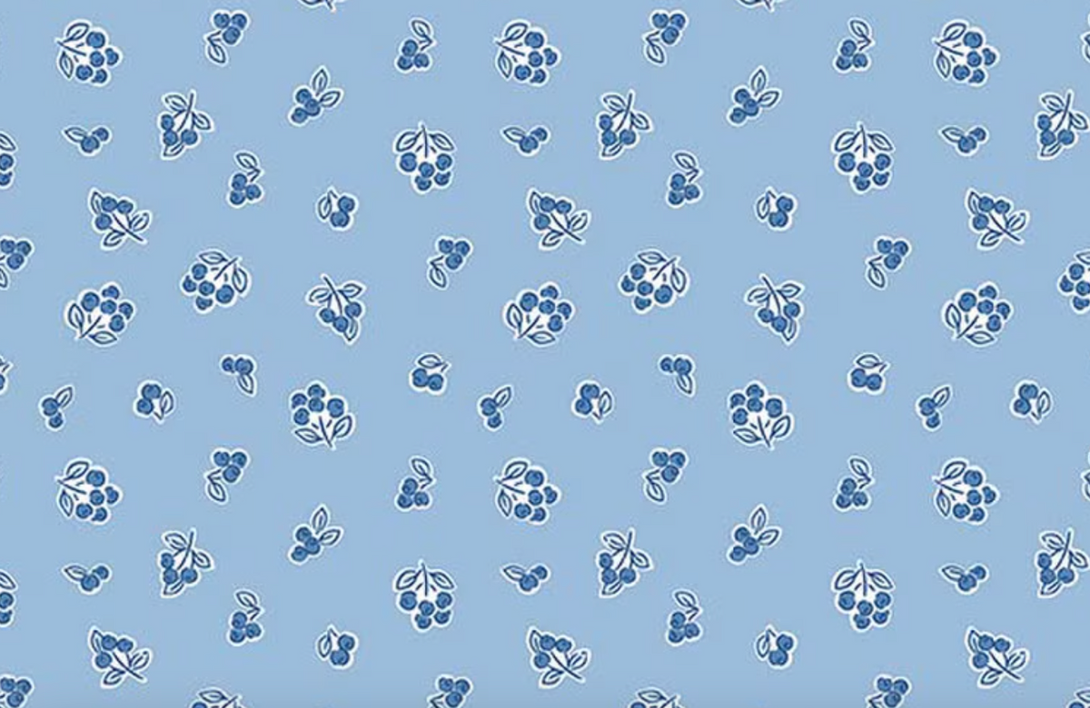 Traditional 30's C18244-BLUE Berries Blue Lindsay Wilkes Riley Blake Half Yard
