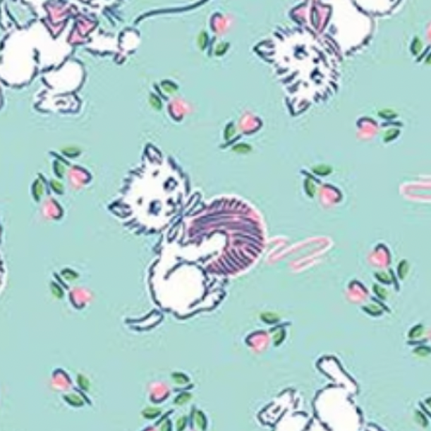 Traditional 30's C18243-BLUE Kittens Blue Lindsay Wilkes Riley Blake Half Yard