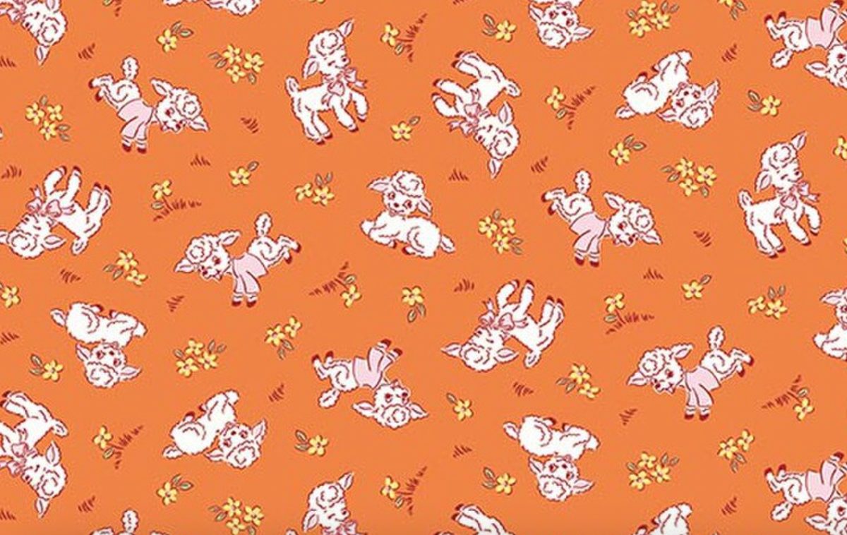 Traditional 30's C18241-ORANGE Lambs Orange Lindsay Wilkes Riley Blake Half Yard