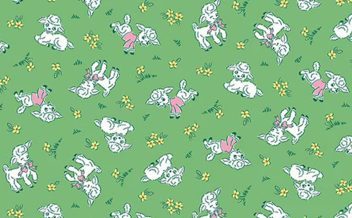 Traditional 30's C18241-GREEN Lambs Green Lindsay Wilkes Riley Blake Half Yard