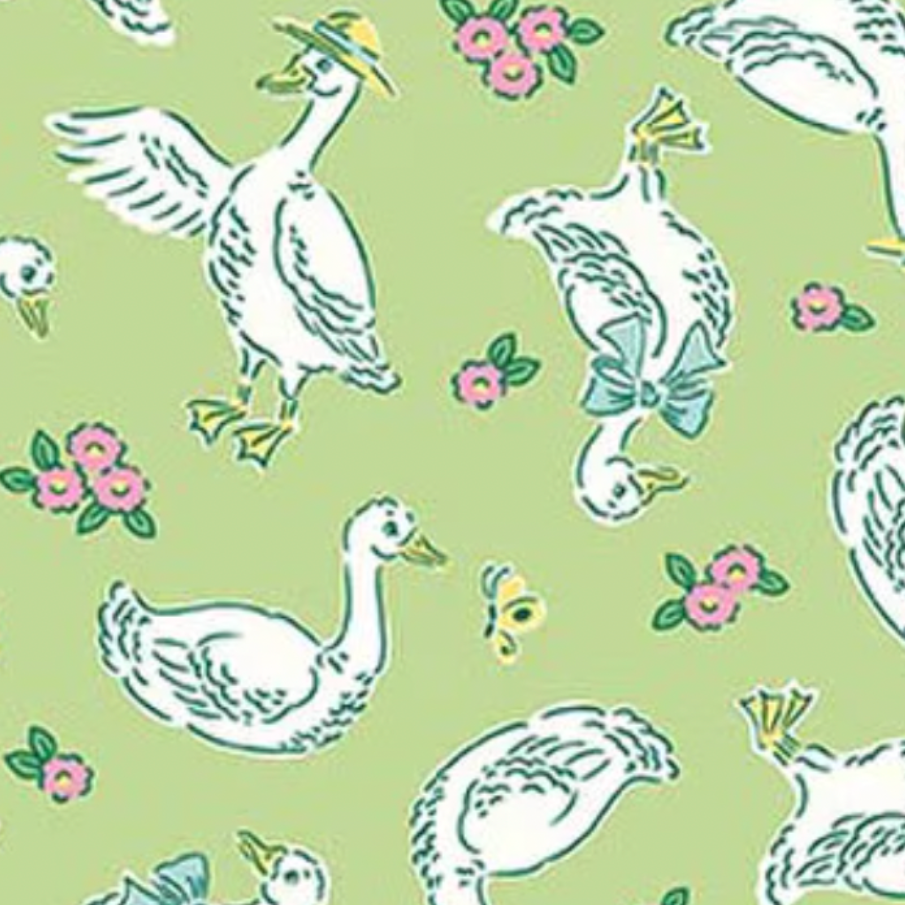 Traditional 30's C18240-GREEN Geese Green Lindsay Wilkes Riley Blake Half Yard