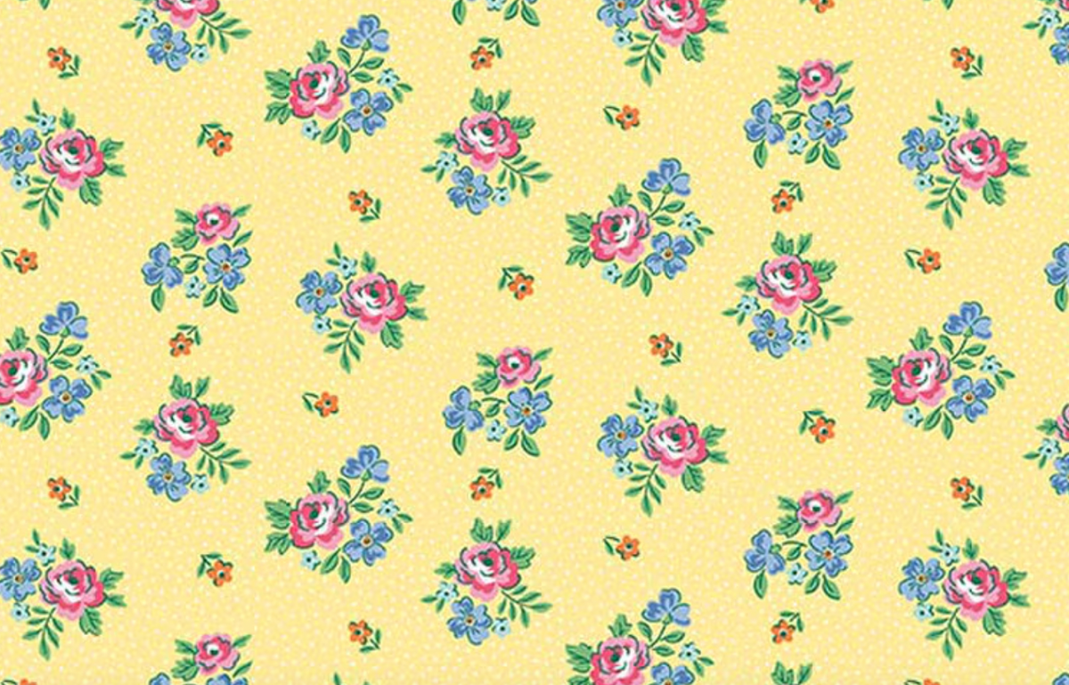 Traditional 30's C18248-YELLOW Scattered Floral Yellow Lindsay Wilkes Riley Blake Half Yard