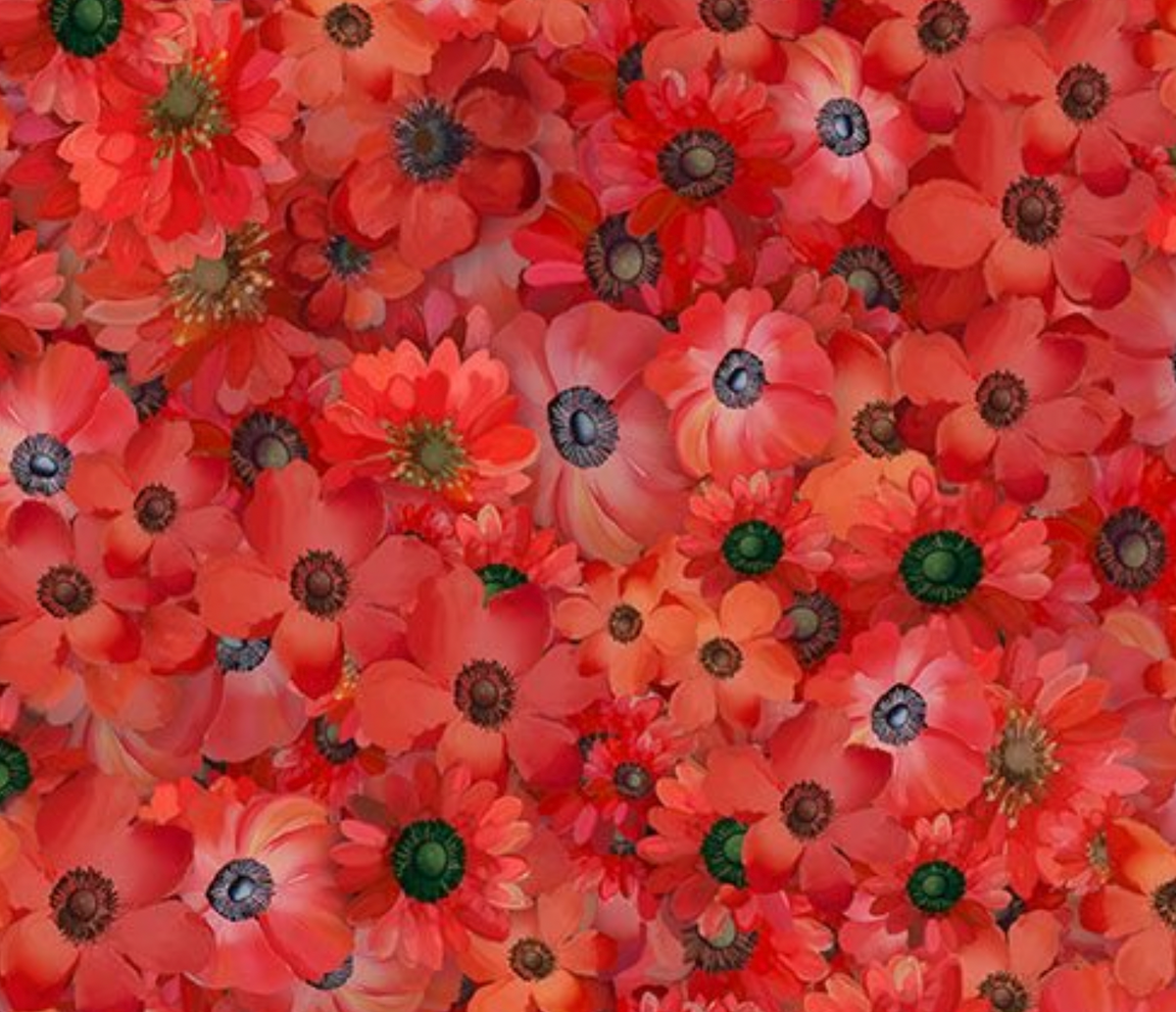 Garden Wish FLORA-CD4689 RED Packed Poppy Timeless Treasures Half Yard