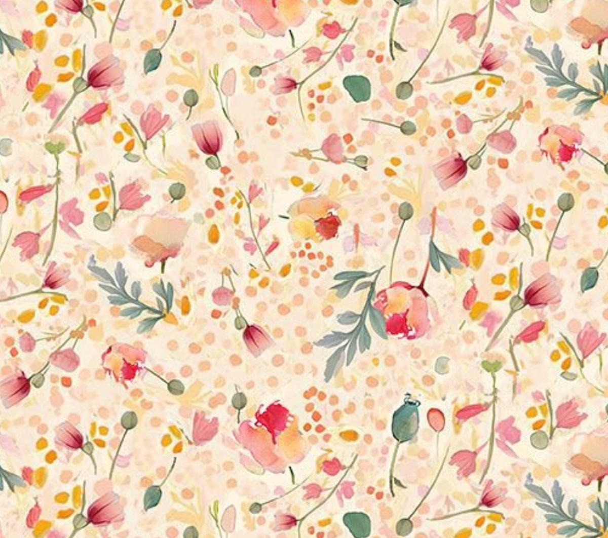 Garden Wish FLORA-CD4688 CREAM Tiny Poppy & Vines Timeless Treasures Half Yard
