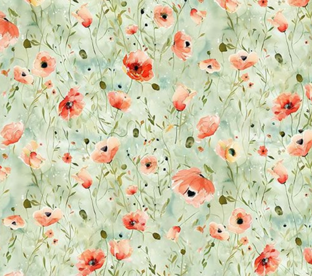 Garden Wish FLORA-CD4687 SAGE Wild Poppy Timeless Treasures Half Yard