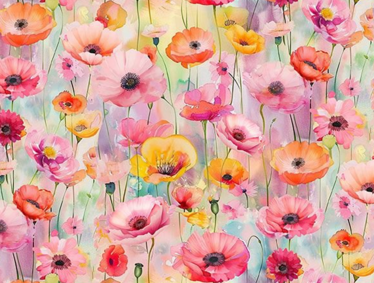 Garden Wish FLORA-CD4685 PASTEL Wild Poppy Field Timeless Treasures Half Yard