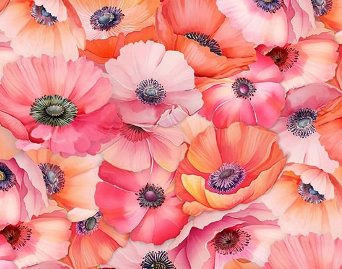 Garden Wish FLORA-CD4683 MULTI Packed Multi Poppy Timeless Fabrics Half Yard