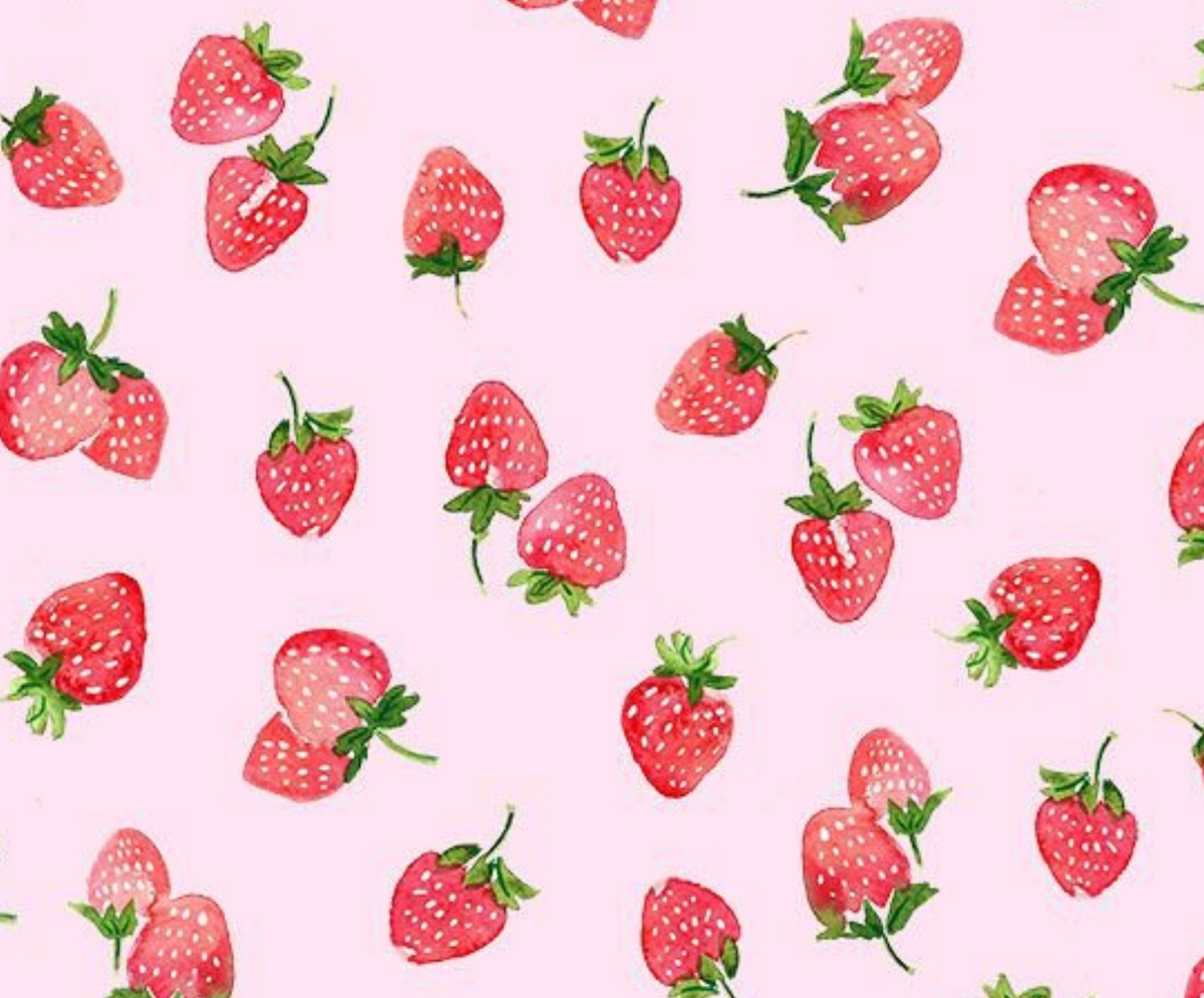 Berry Bliss FRUIT-CD4629 PINK Tossed Strawberries Timeless Treasures Half Yard