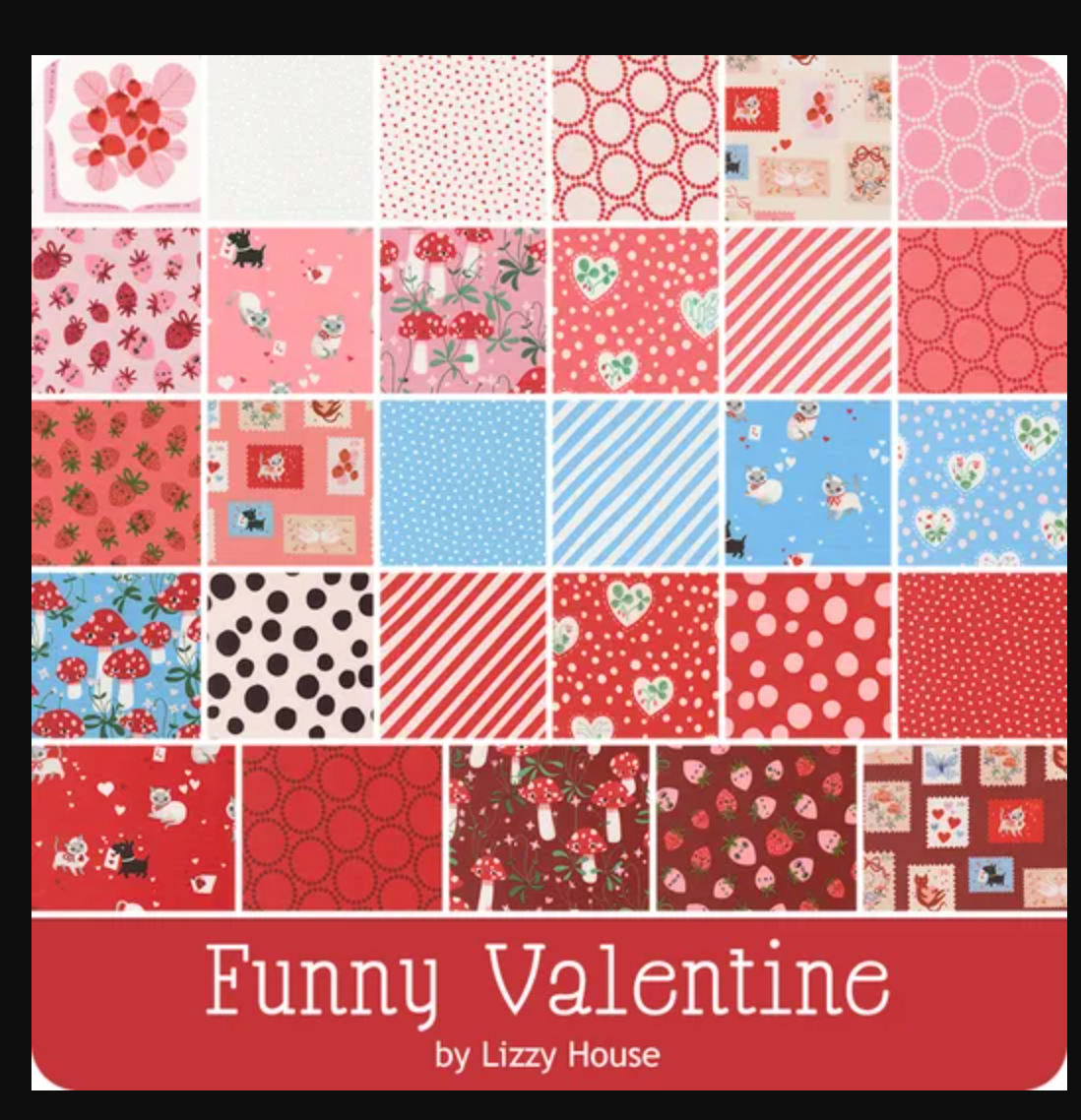 Funny Valentine 2.5" Mini Charm Pack 42 Pieces Lizzy House Moda Fabrics