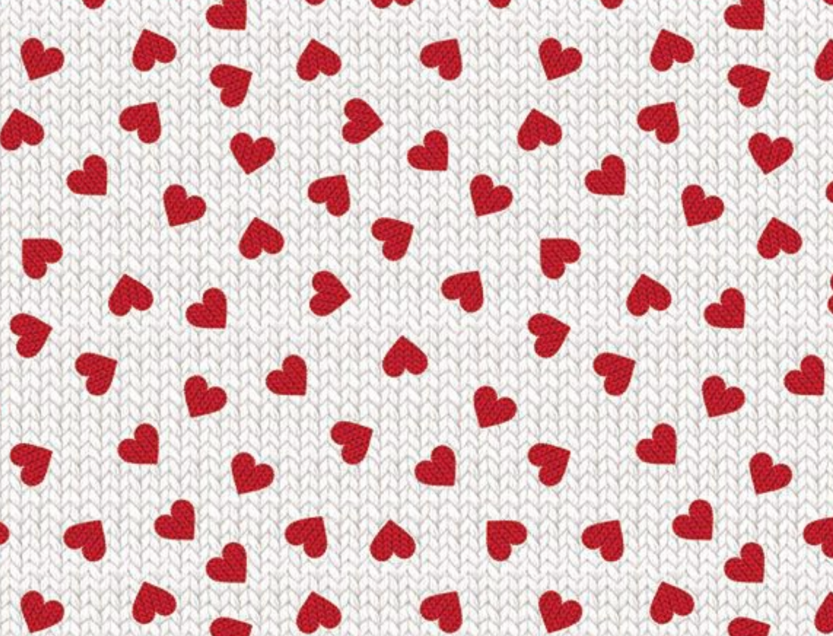 I Heart Knitting KNIT-CD4677 WHITE Knit Hearts Timeless Treasures Half Yard