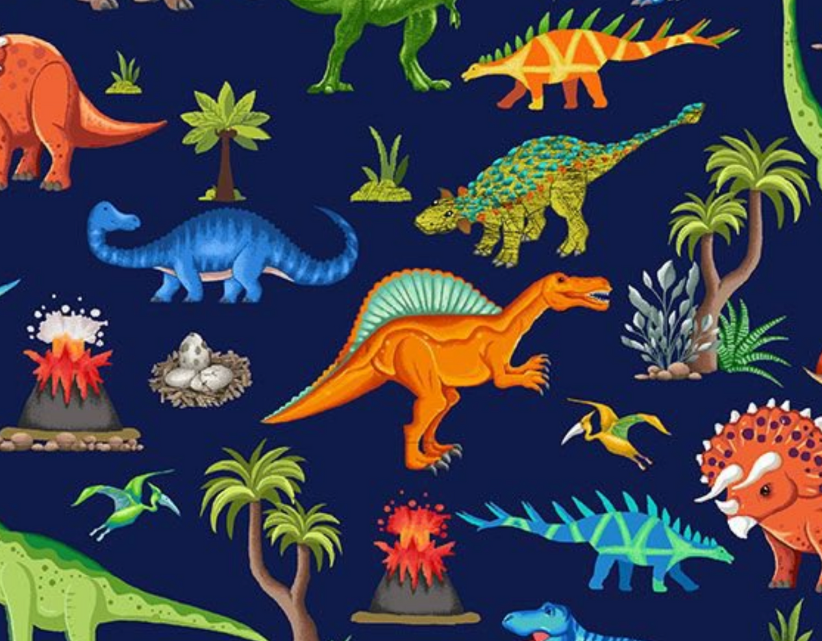 Dino-Mite DINO-CD3846 NAVY Dinosaurs Scenic Timeless Treasures Half Yard