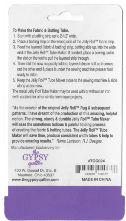 TGQ024 The Gypsy Quilter Jelly Roll Tube Maker
