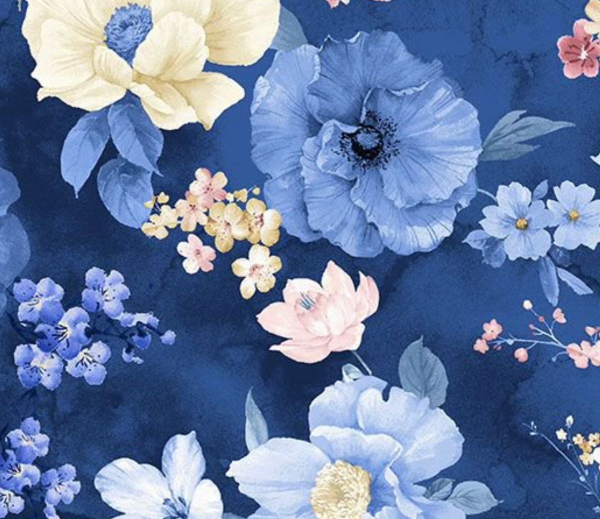 Sapphire SAPPHIRE-CD4662 INDIGO Asian Floral Chong-a Hwang Timeless Treasures Half Yard