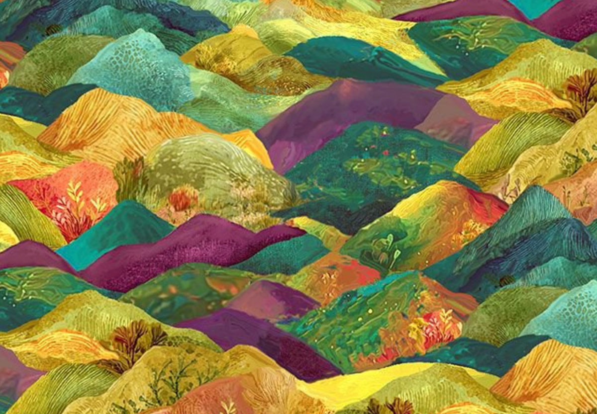 Vibrant Sky NATURE-CD4705 MULTI Painted Mountains Timeless Treasures Half Yard