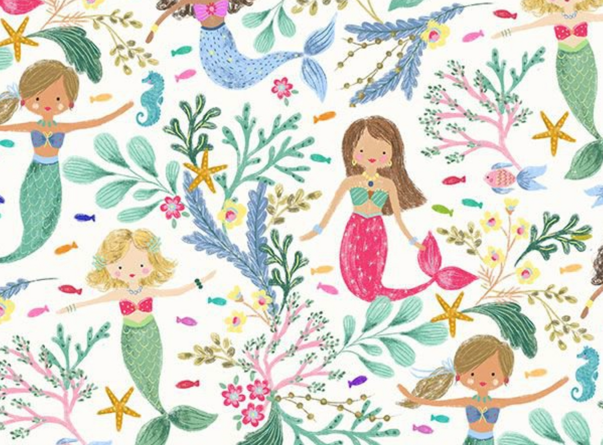 Seas the Day KIDZ-CD4653 MULTI Mermaid on Sea Garden Timeless Treasures Half Yard