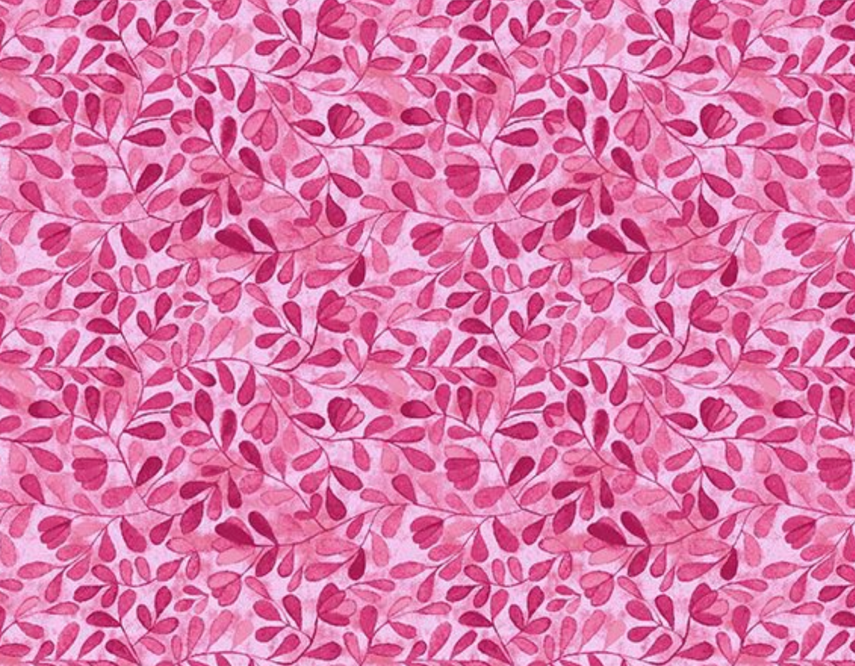 Purrsonality FLEUR-CD4609 PINK Leaves Vines Chong-a Hwang Timeless Treasures Half Yard