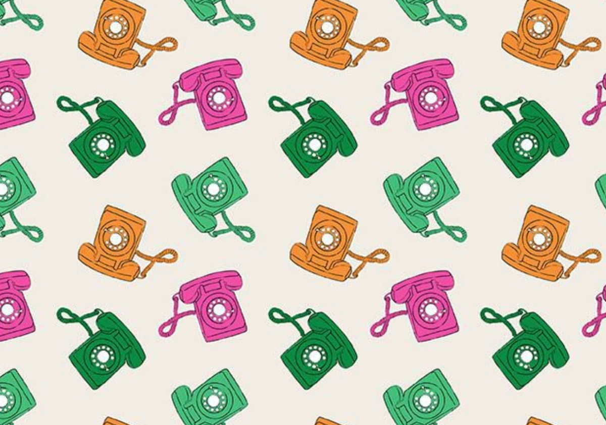 Purrfectly Vintage STELLA-DPJ3847 BONE Old Phone Who Dis Dear Stella Half Yard
