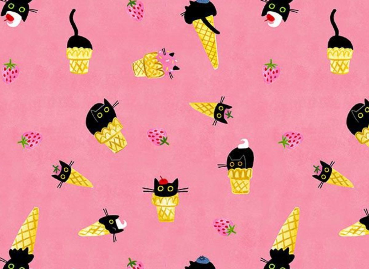 Scoops N’ Boops STELLA-DLW3897 FLAMINGO Kitty Cones Dear Stella Half Yard