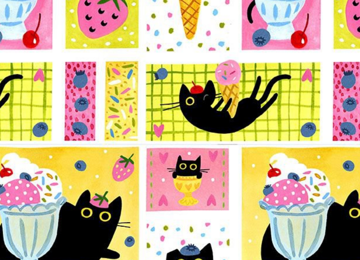 Scoops N’ Boops STELLA-DLW3898 WHITE Purrs & Sprinkles Dear Stella Half Yard