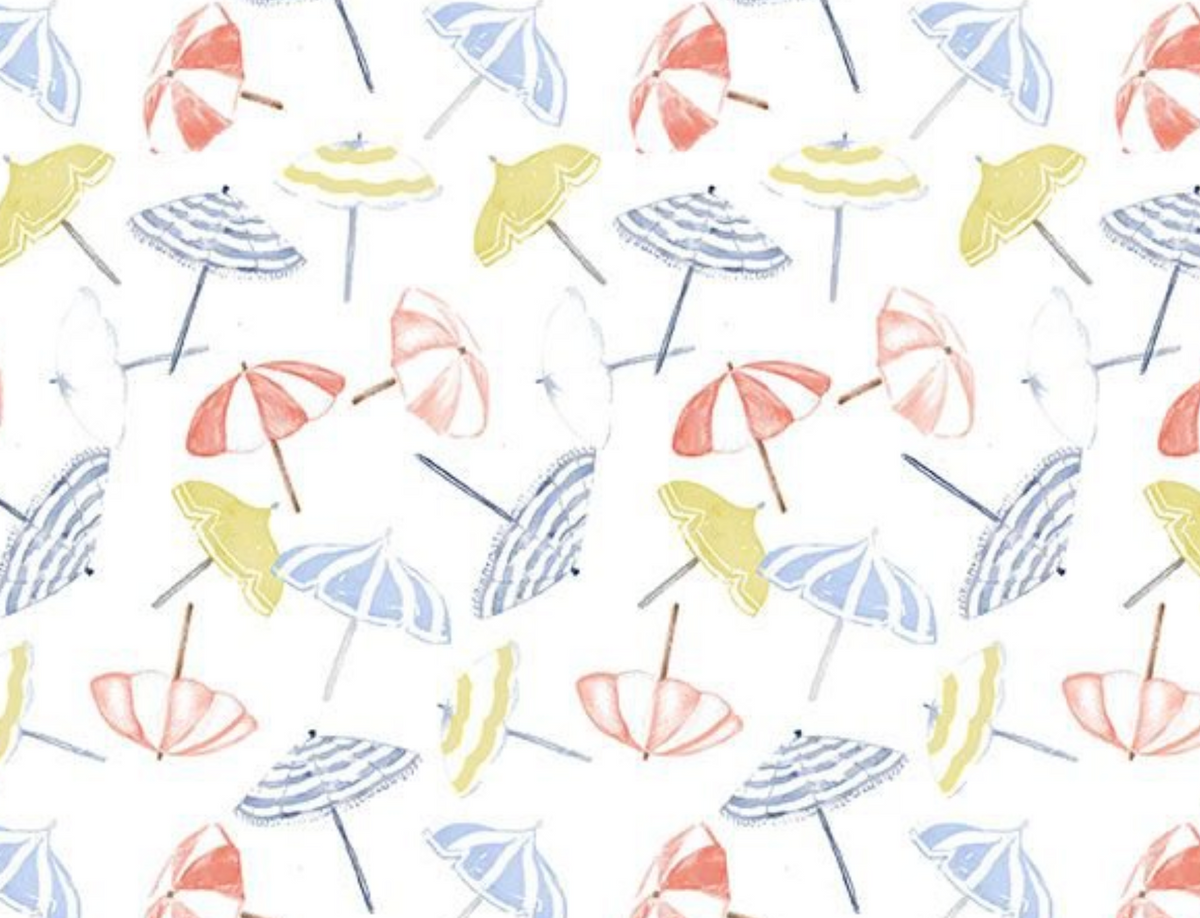 Soak Up The Sun STELLA-DCJ3878 WHITE Wind Tossed Umbrella Dear Stella Half Yard