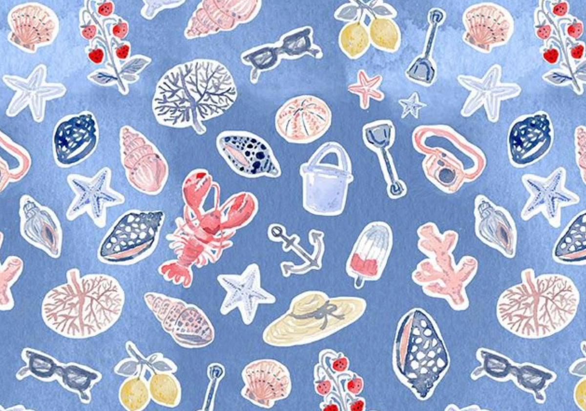 Soak Up The Sun STELLA-DCJ3876 SAPPHIRE Beach Day Dear Stella Half Yard
