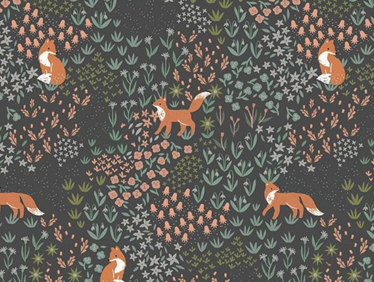 Timber & Tail STELLA-D3853 CHARCOAL Tail Me About It Dear Stella Half Yard